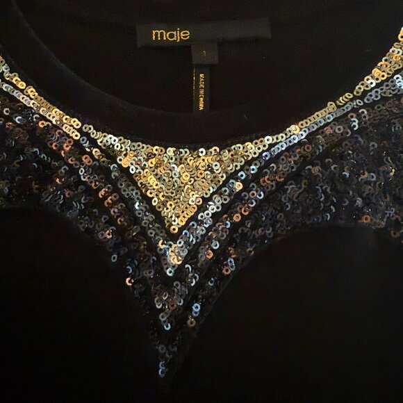 MAJE Tatillon sequin-embellished cotton-blend T-shirt - Picture 7 of 9